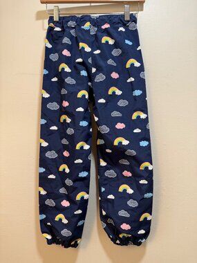 Jan & Jul Kids Single Layer Waterproof Rain Pants Navy Rainbow Print 8T